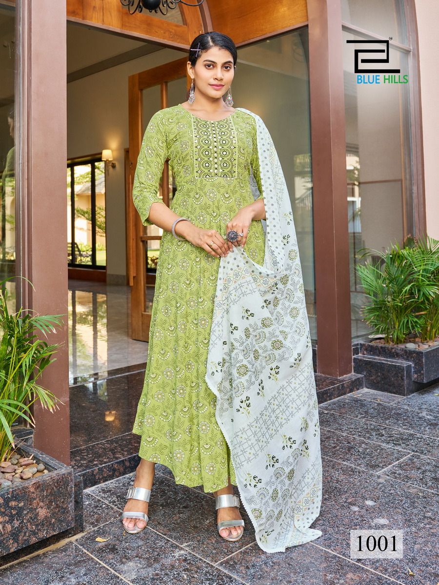 Kohinoor By Blue Hills Rayon Printed Kurti With Dupatta Catalog